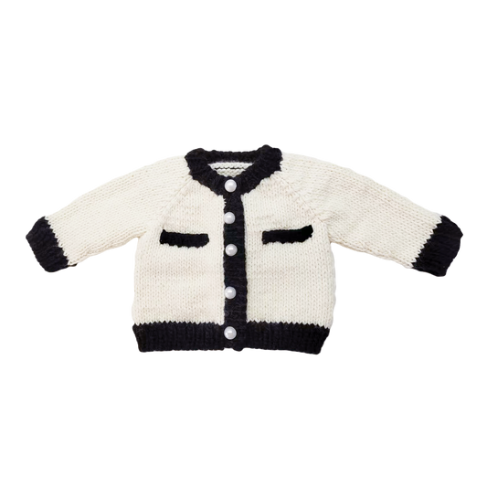 Coco Cardigan, Cream Black Pearl Girl Baby Toddler Apparel