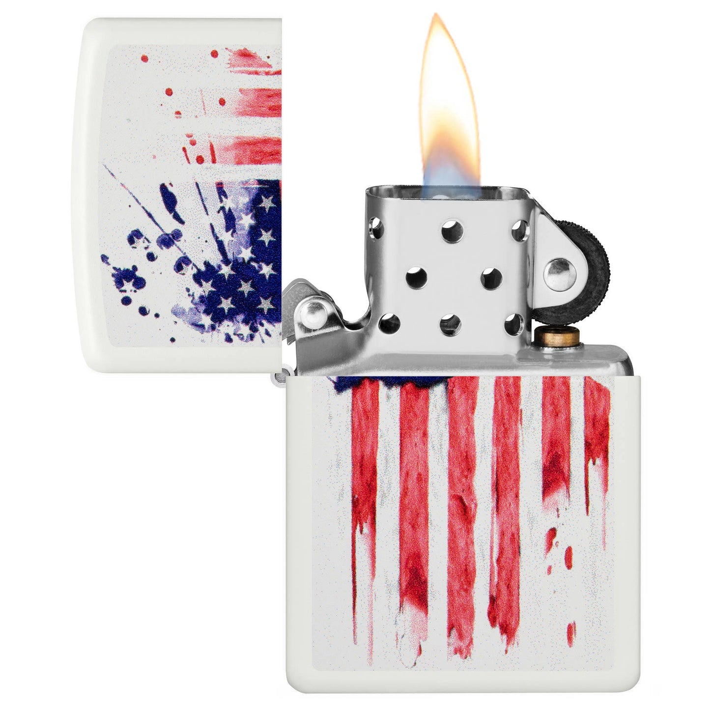Zippo US Flag Design White Matte Windproof Lighter