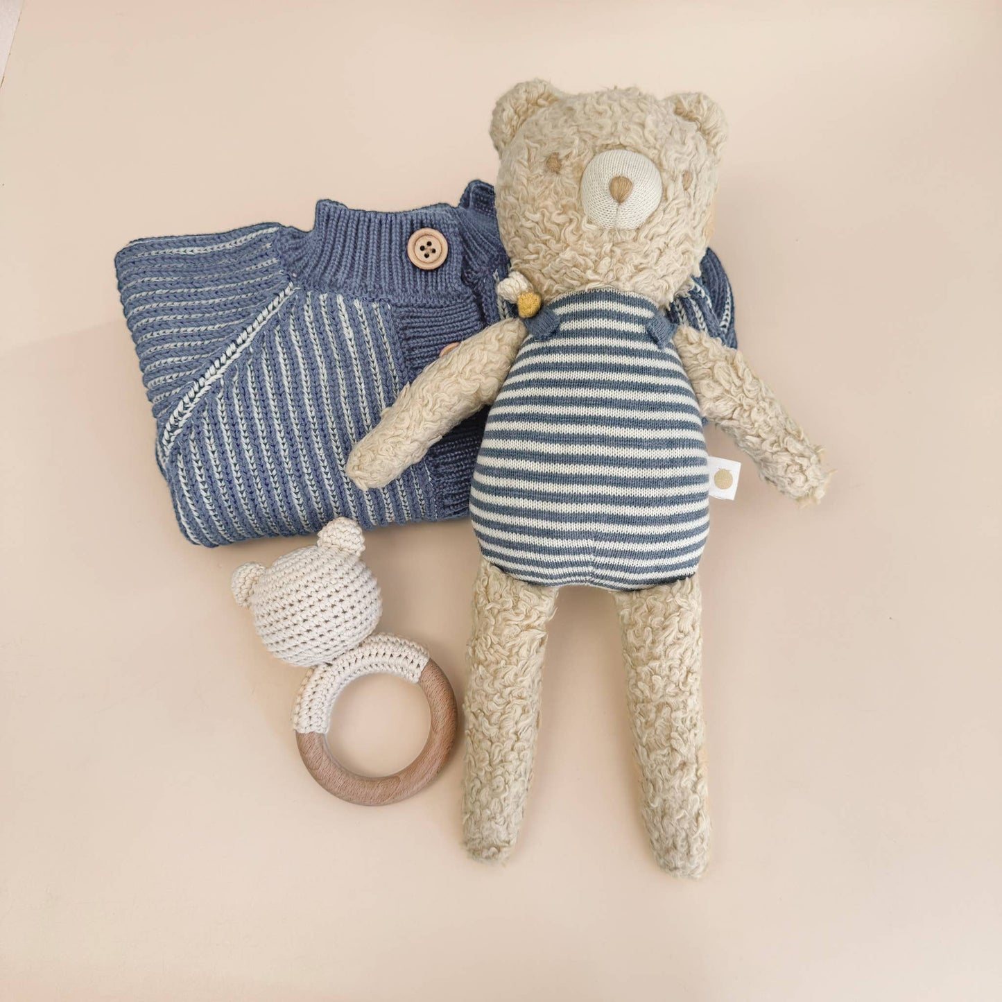 Cotton Brioche Cardigan Blue Baby Kid Stripe Sweater Clothes