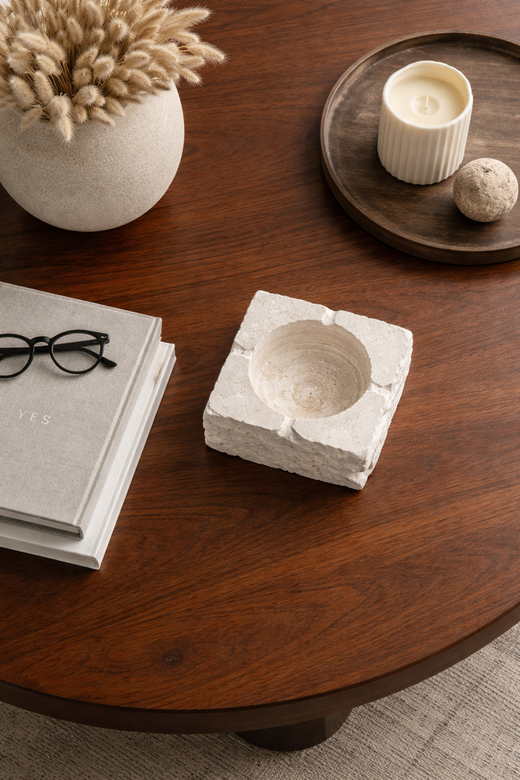 Chiseled Travertine Ashtray