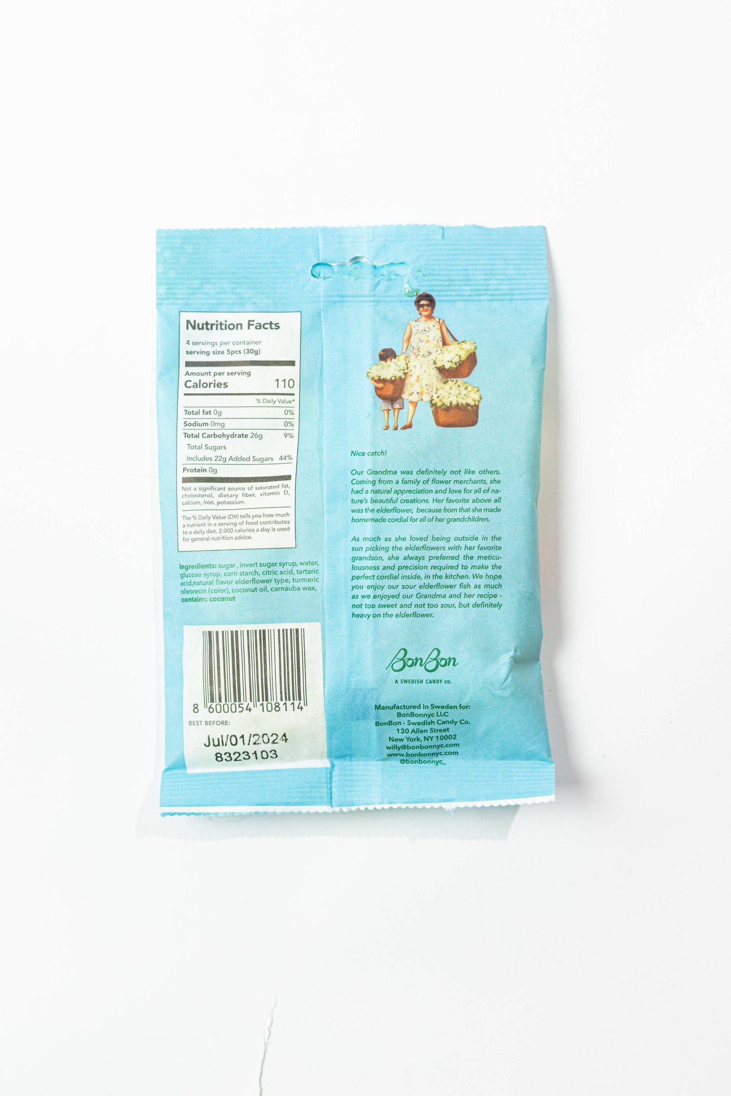 Bon Bon Sour Elderflower Fish - Swedish Candy 5.2oz (150g)