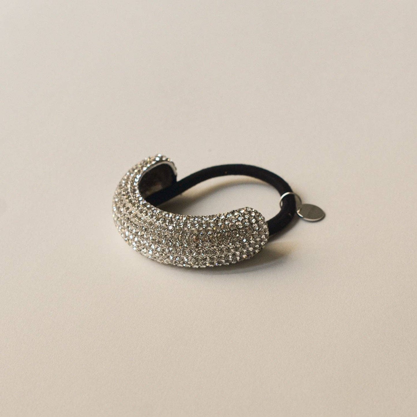 Pave Stone Metal Cuff Ponytail Hair Tie | Silver