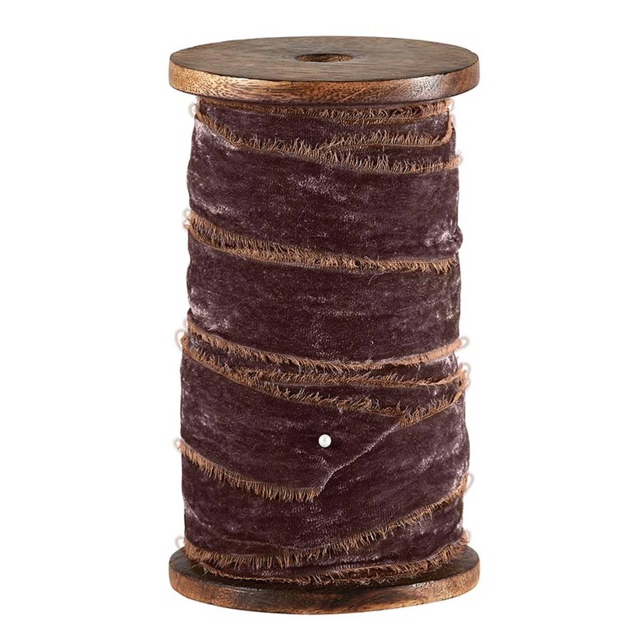 Frayed Velvet Spools - Light Brown