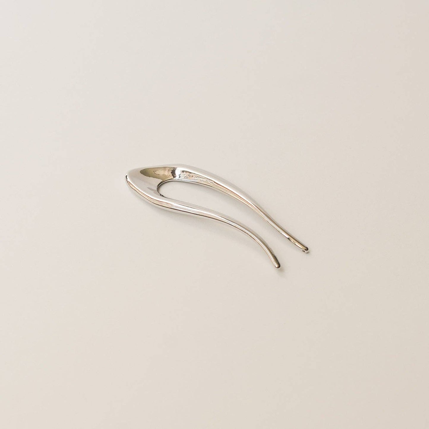 Short U-Shaped Metal Hair Stick | Silver