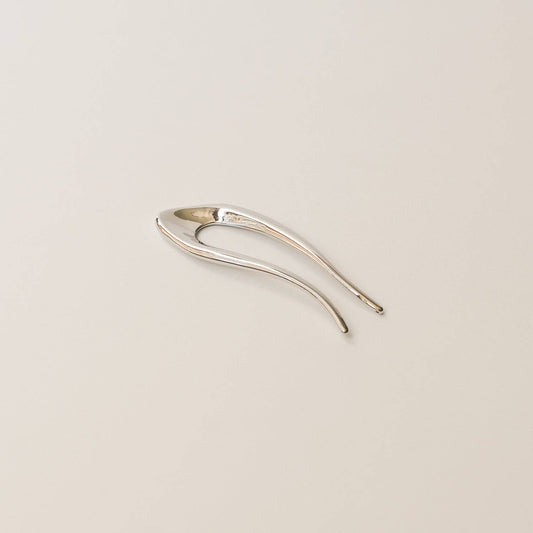 Short U-Shaped Metal Hair Stick | Silver