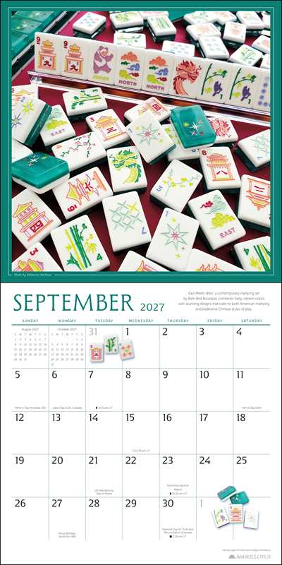 Art of Mahjong 2027 Wall Calendar by Katherine  Hartman