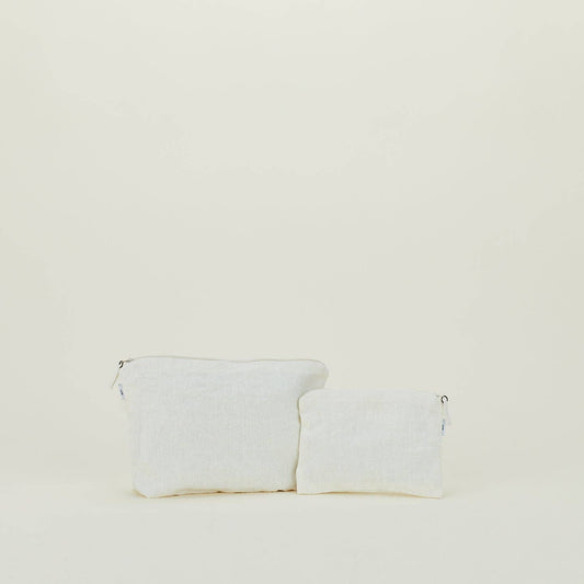 SIMPLE LINEN ZIPPER POUCHES - IVORY