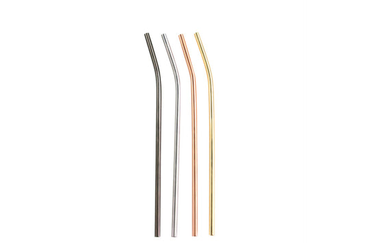 Be Home Matte Metallic Stainless Bent Straws, Set of 4