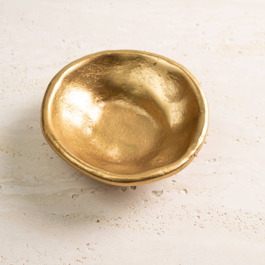 Textured Gold Aluminum Free-Form Dish, S
