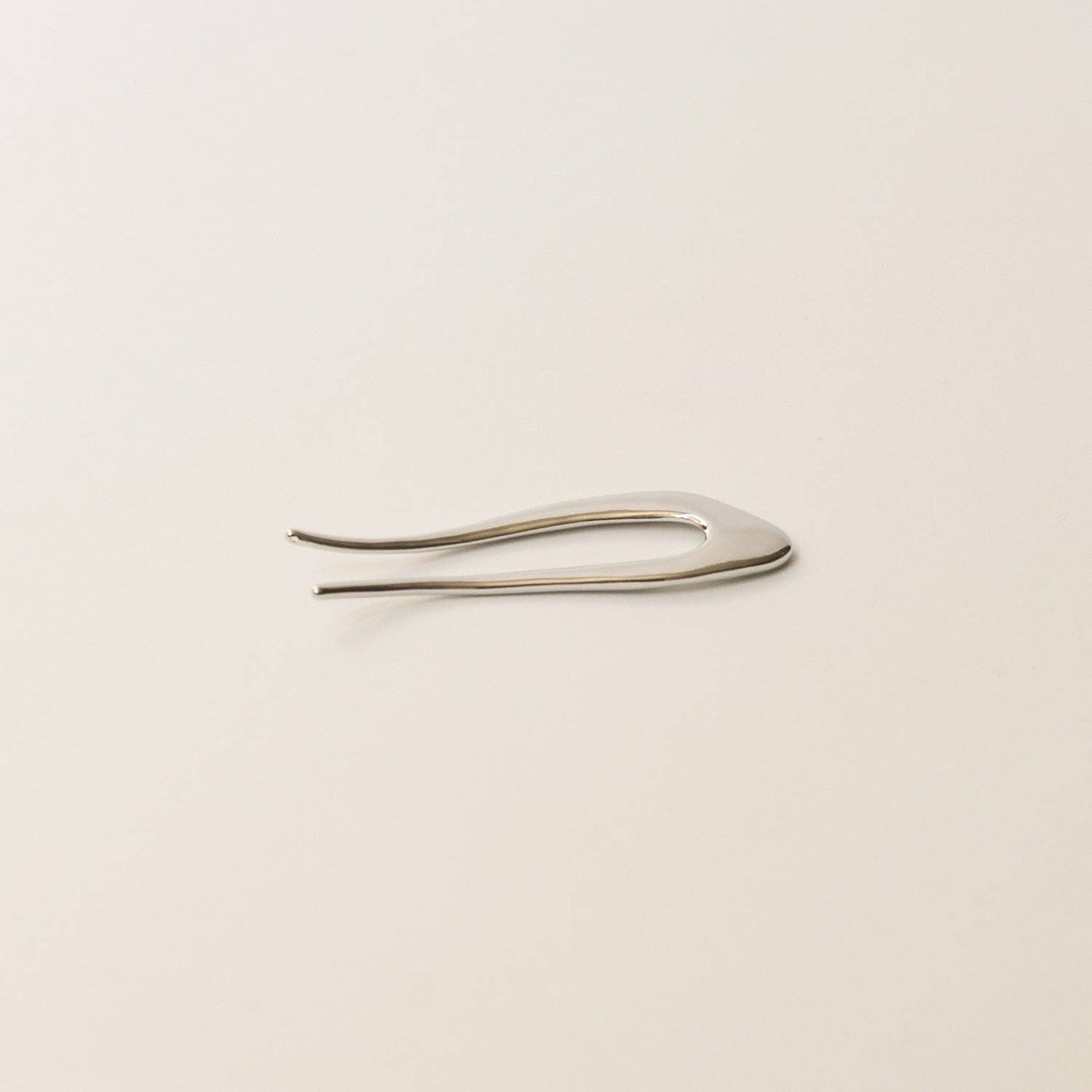 Short U-Shaped Metal Hair Stick | Silver