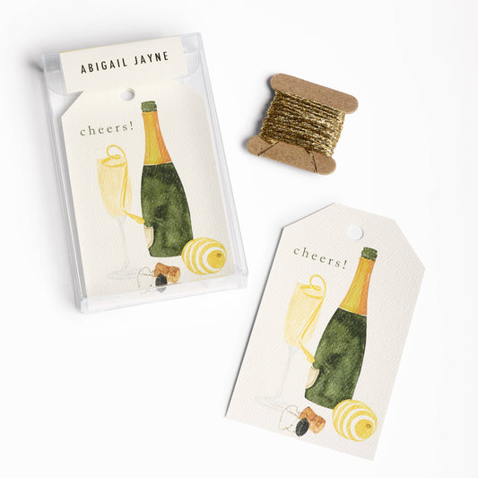 Champagne Gift Tags - Boxed Set of 8 with gold string