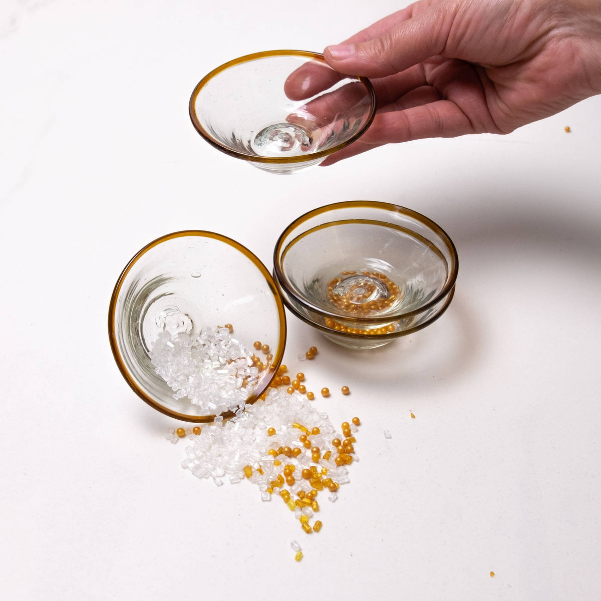 Amber Rim Tiny Glass Bowl | Spice bowl | Pinch Bowl