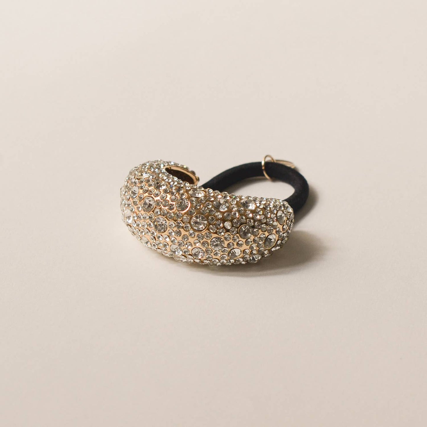 Pave Stone Crescent Metal Cuff Ponytail Hair Tie | Gold