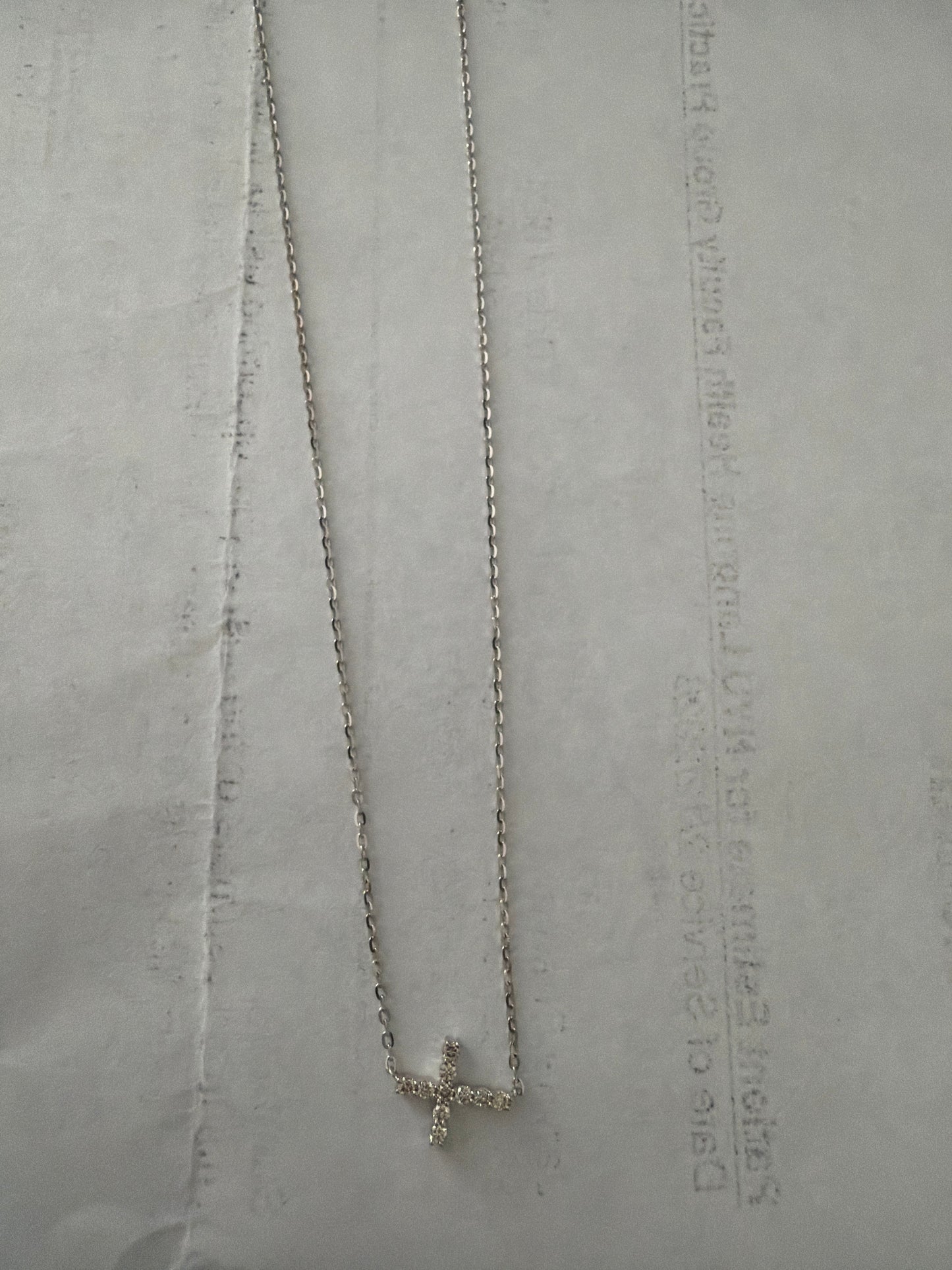 Sideways Diamond Cross Necklace