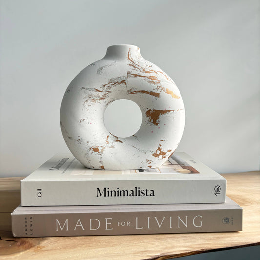 Fancy Concrete Donut Vase | Circular Hollow Vase