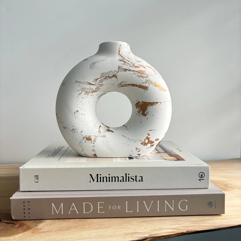 Fancy Concrete Donut Vase | Circular Hollow Vase