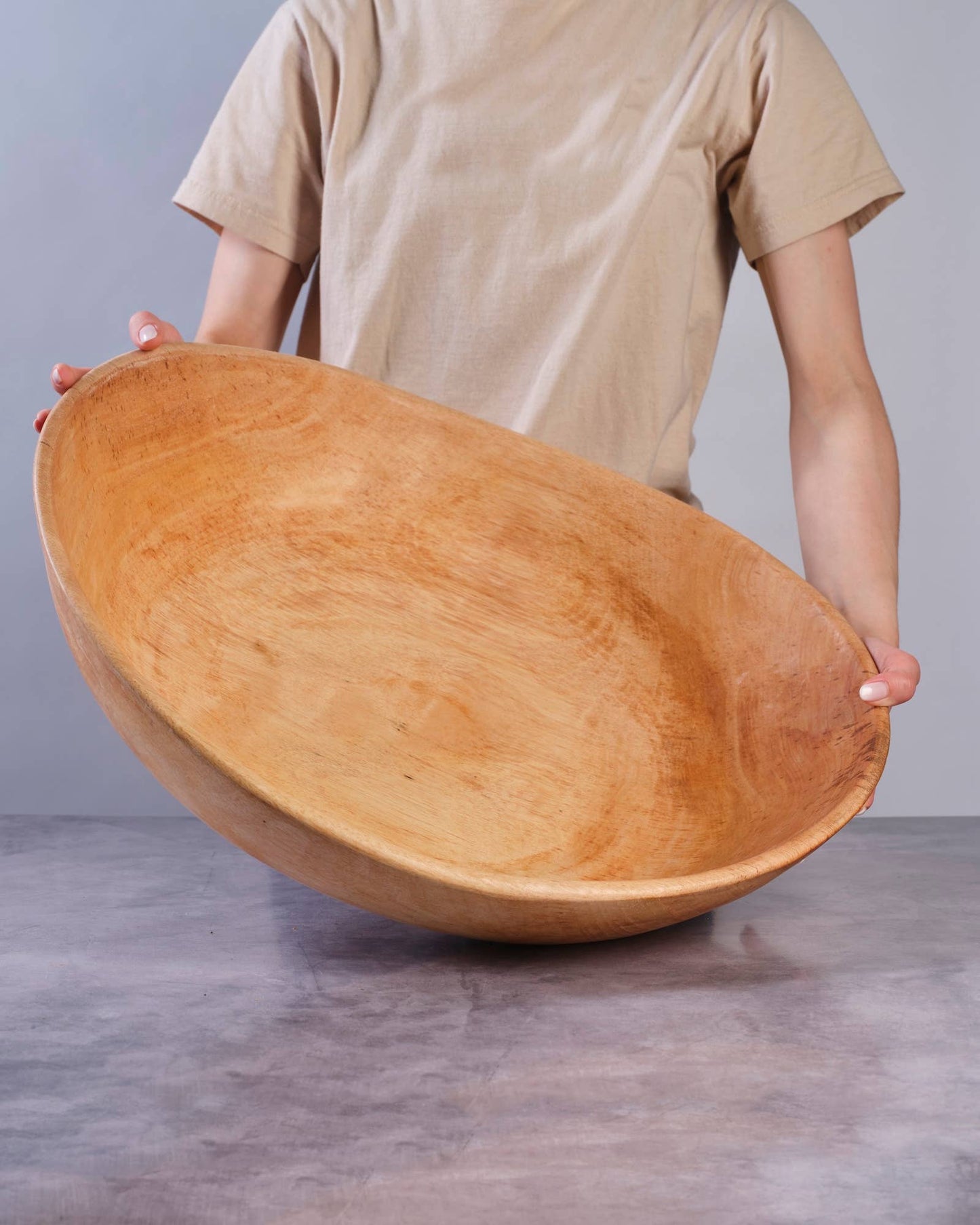 Extra Large Wood Bowl | 20" Wave Wooden Salad Bowl