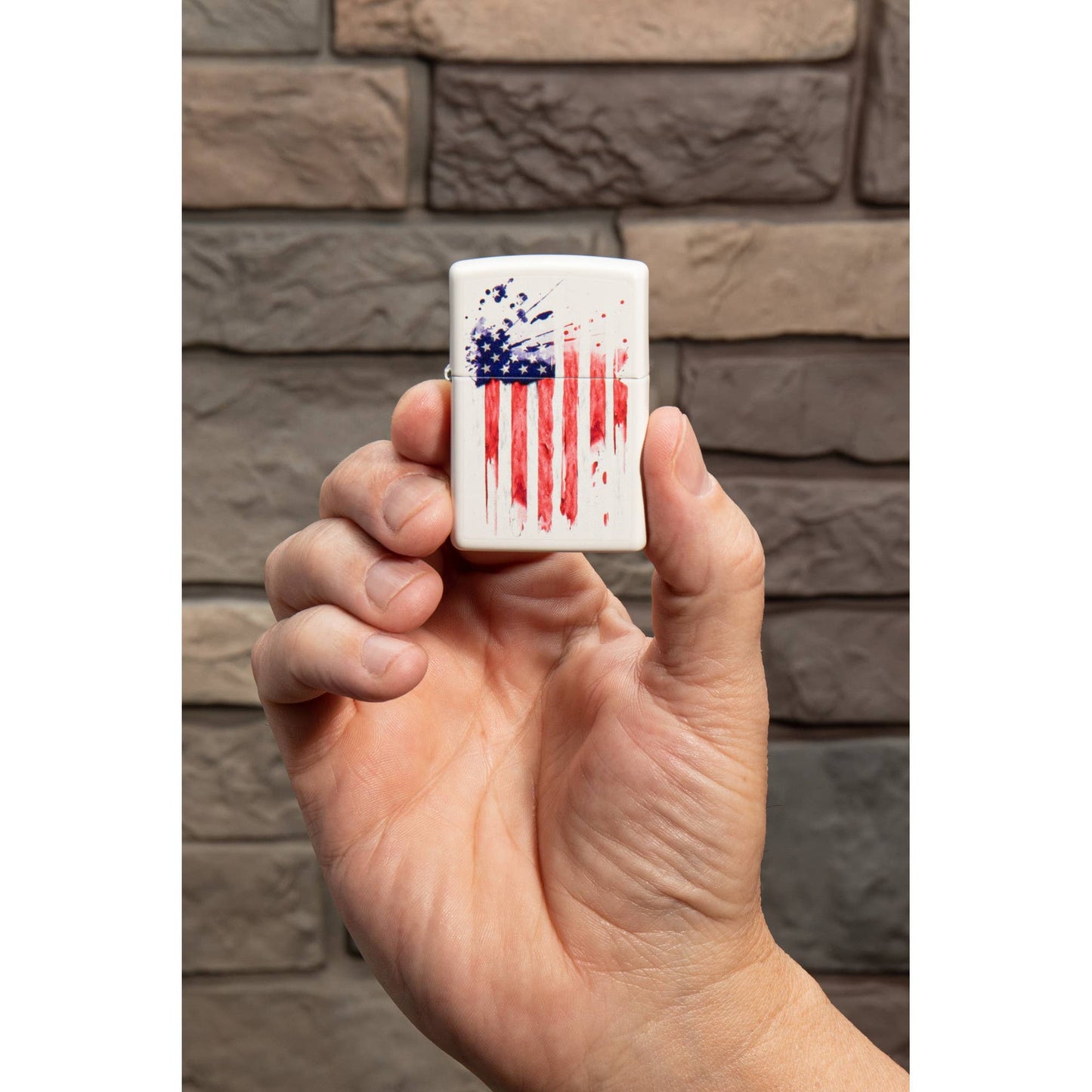 Zippo US Flag Design White Matte Windproof Lighter