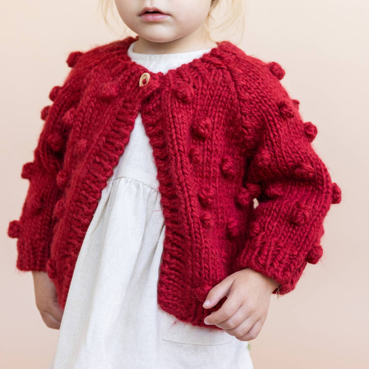 Popcorn Cardigan, Red Baby Kid Sweater Valentines Christmas