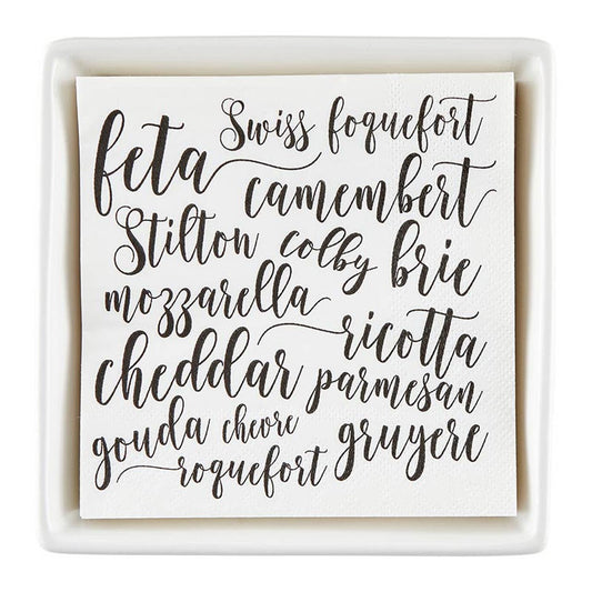 Ceramic Napkin Tray + Napkins - Cheese