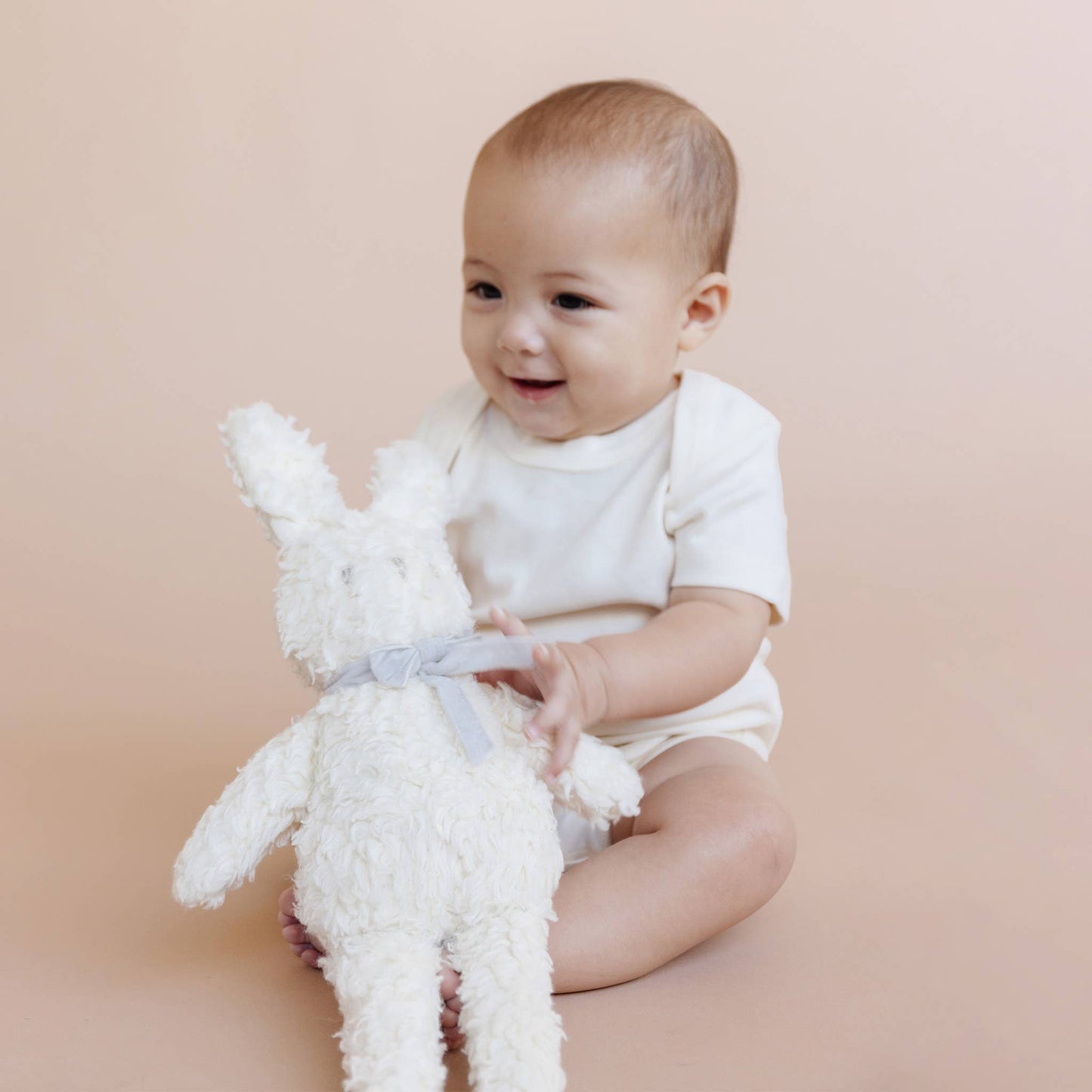Plush Bunny Grey Bow Doll Baby Sherpa Organic Cotton Spring