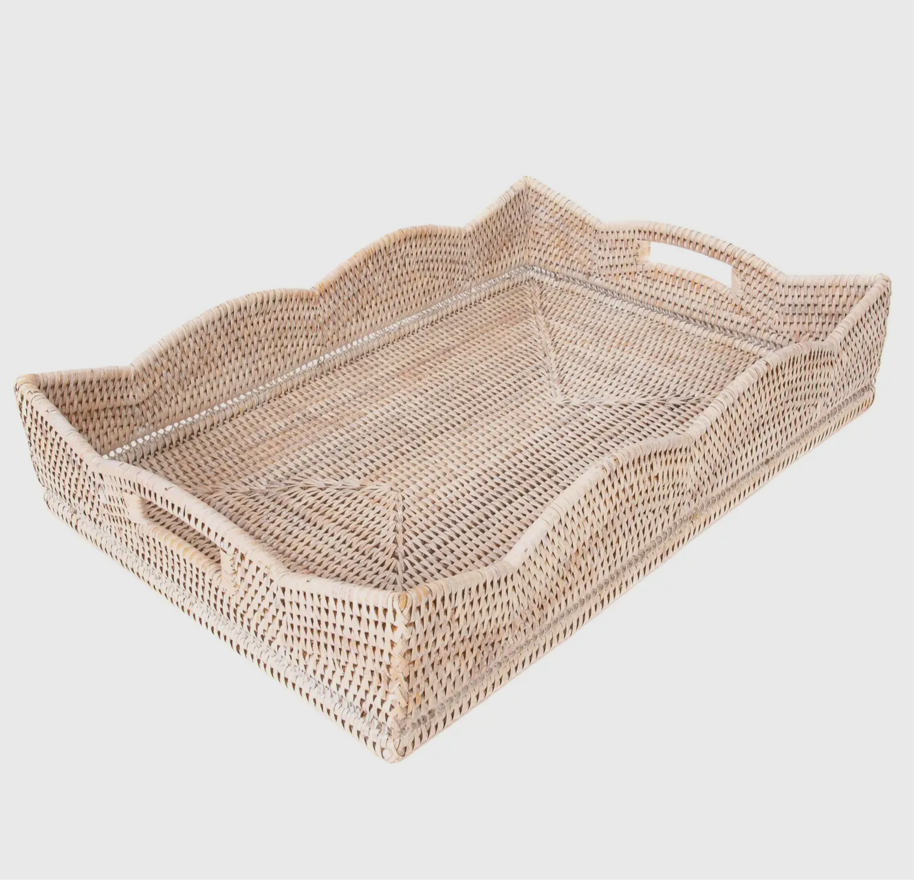 Scallop Rectangular Tray With Cutout Handles