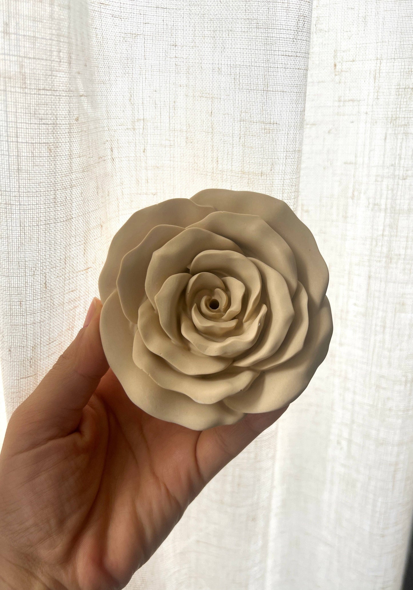 Handcrafted Rose Incense Holder_ Floral Jesmonite Incense Burner