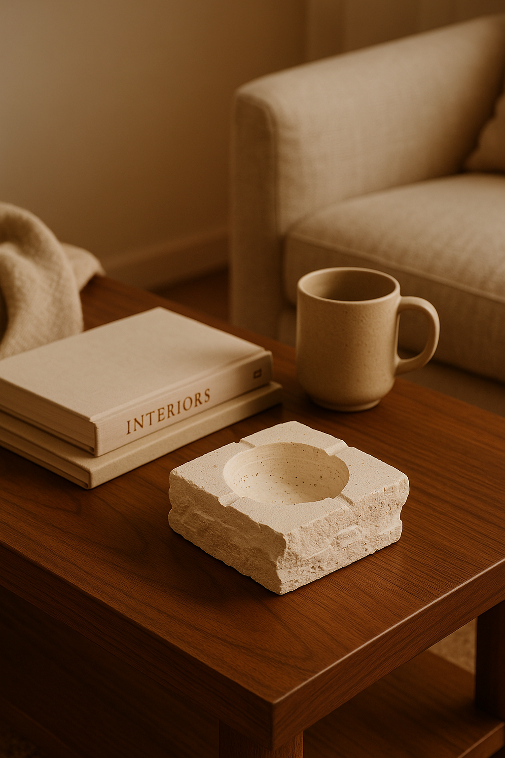 Chiseled Travertine Ashtray