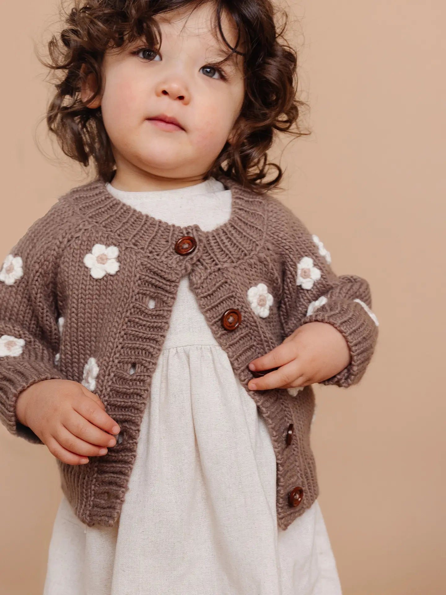 Flower Cardigan- Tan