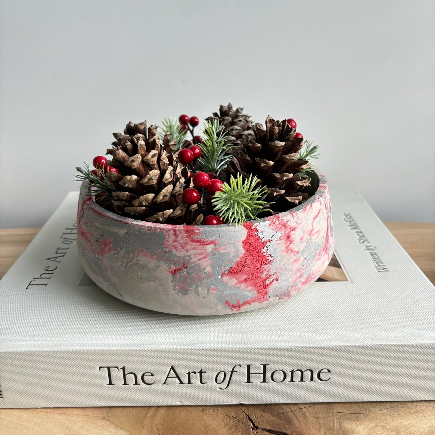 Daza - Decorative Concrete Bowl | Centerpiece Bowl: Green Fusion Marble / Without hole