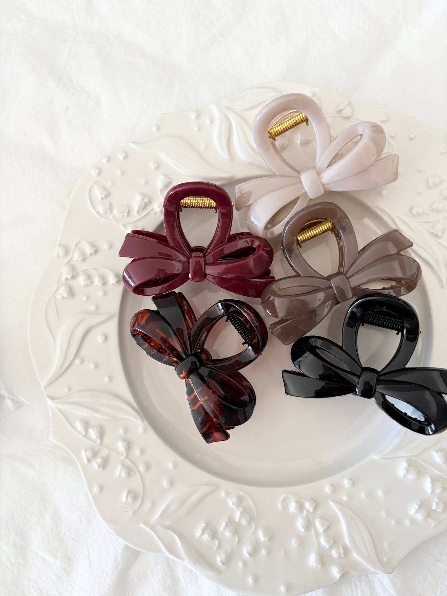 Assorted Fall Neutral Bow Hair Claw - CASSO