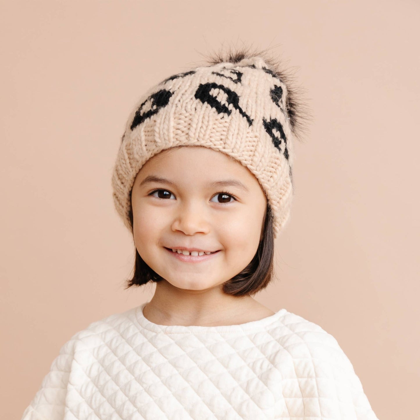 Cheetah Hat, Latte/Black | Hand Knit Kids & Baby