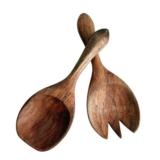 Handmade Peruvian Wood Salad Server Set