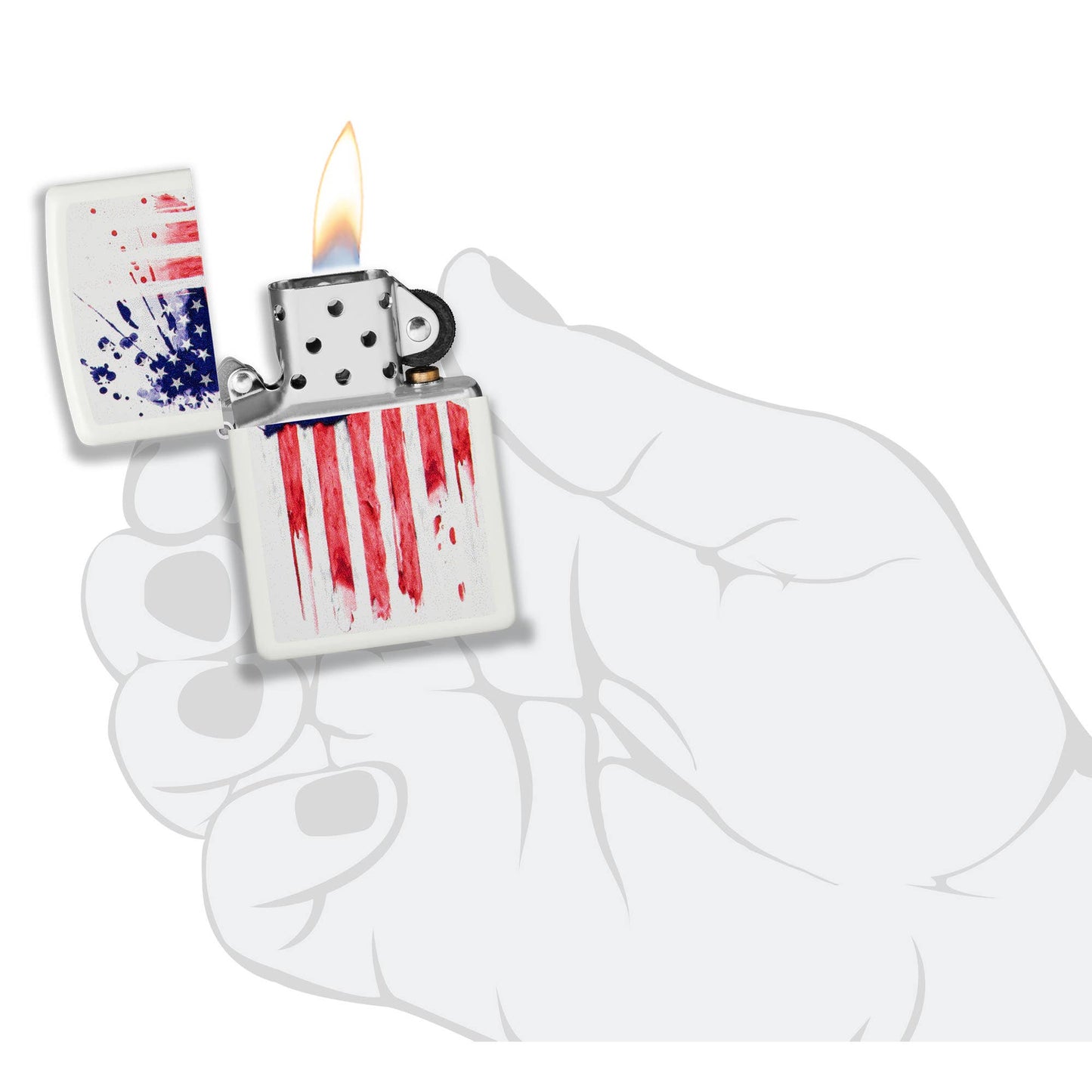 Zippo US Flag Design White Matte Windproof Lighter