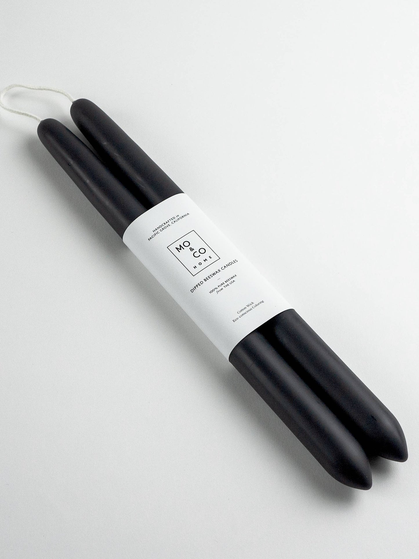 Charcoal | Dipped Beeswax Taper Candles | All Natural