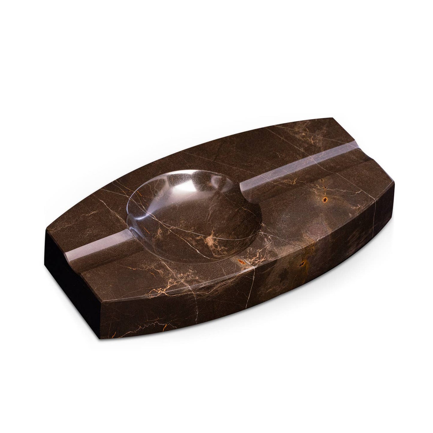 Marble Double Cigar Ashtray - Brown