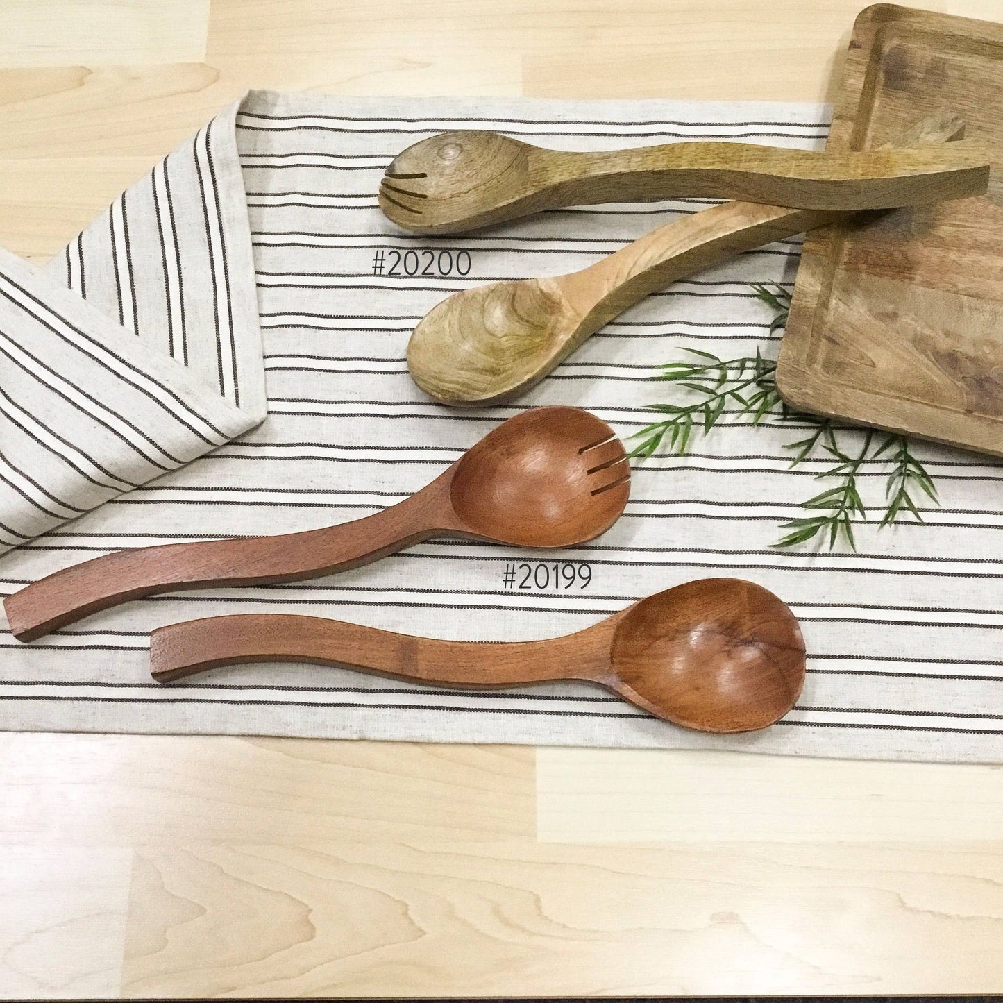 Wave Handle Mango Wood Salad Servers, Set of 2