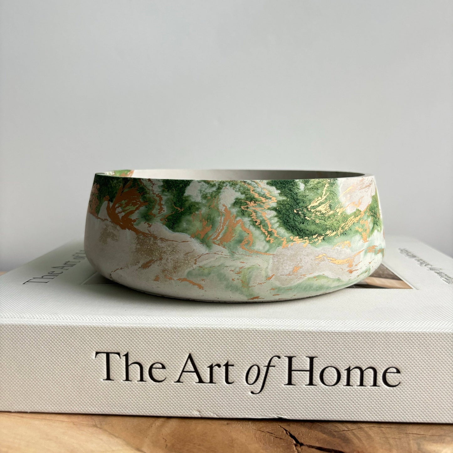 Daza - Decorative Concrete Bowl | Centerpiece Bowl: Green Fusion Marble / Without hole
