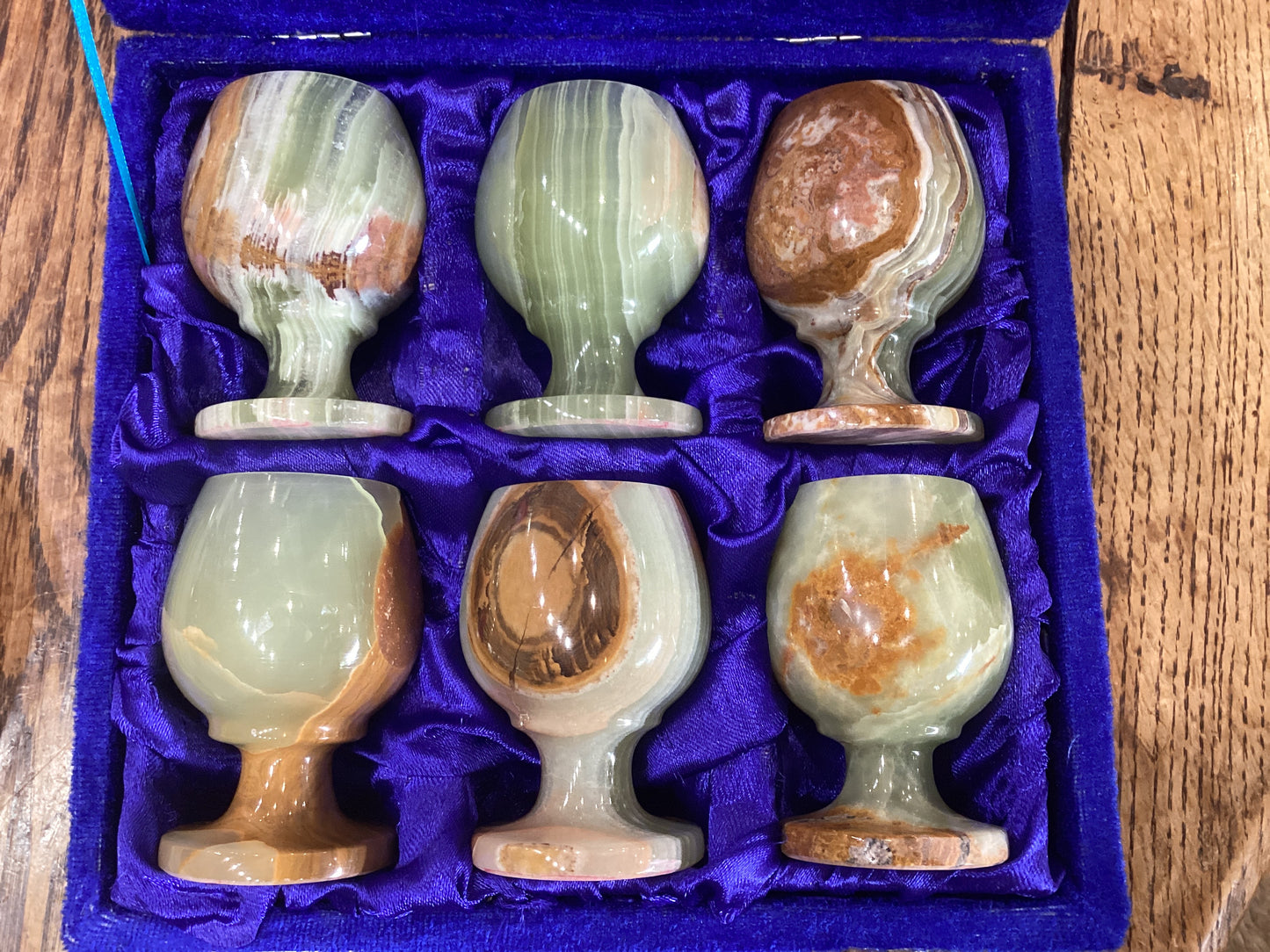 Vintage Onyx Glasses - Set of 6