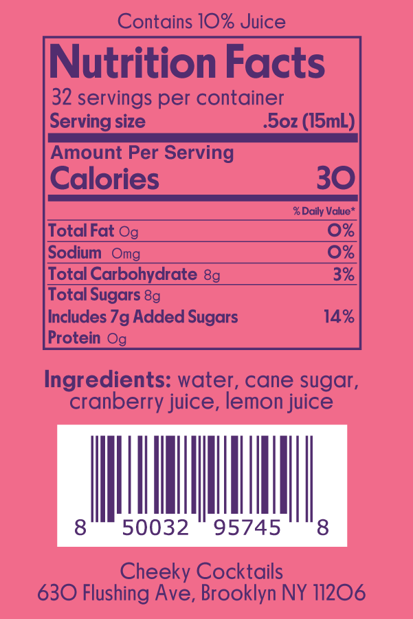 Cheeky Cranberry Syrup 16oz