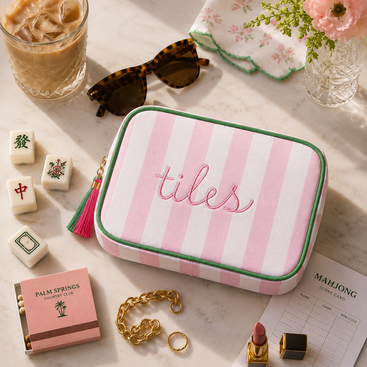 Mahjong Cosmetic Pouch, Mahjong Makeup Bag