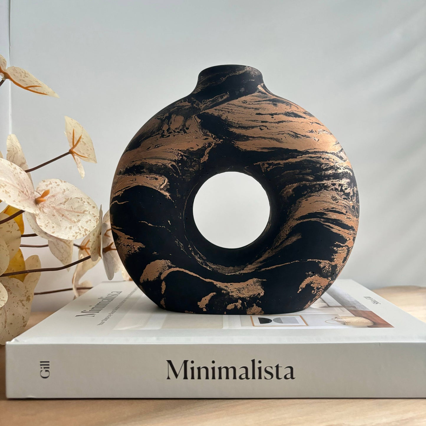 Fancy Concrete Donut Vase | Circular Hollow Vase