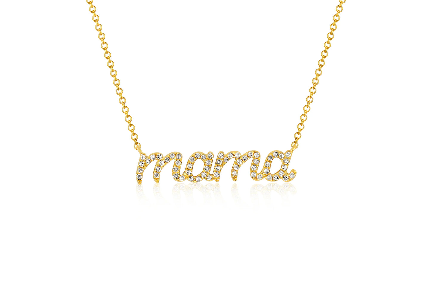 Diamond Script Mama Necklace