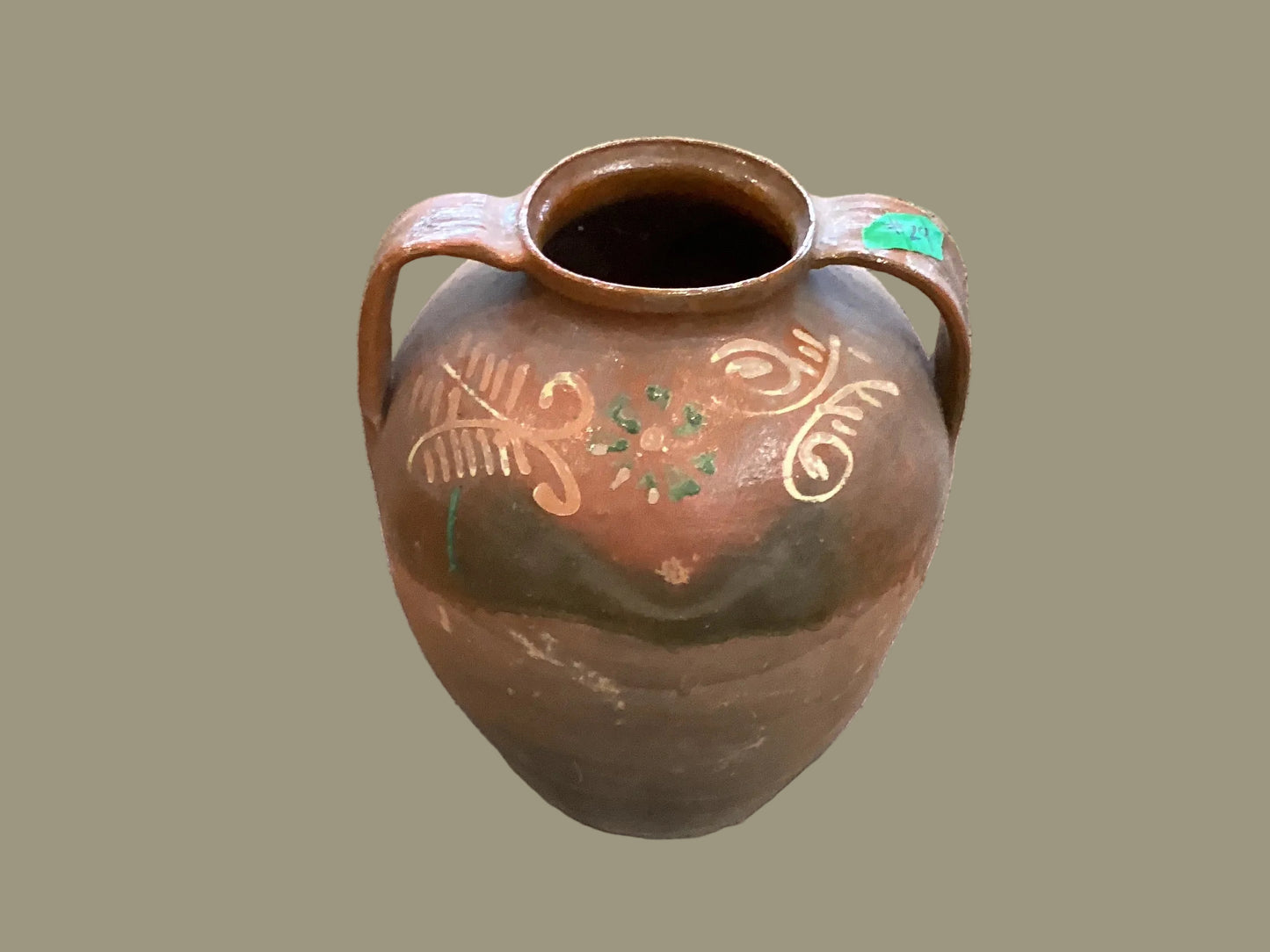 #29 Vintage Hungarian 2 Handle Glazed vessel 4/26