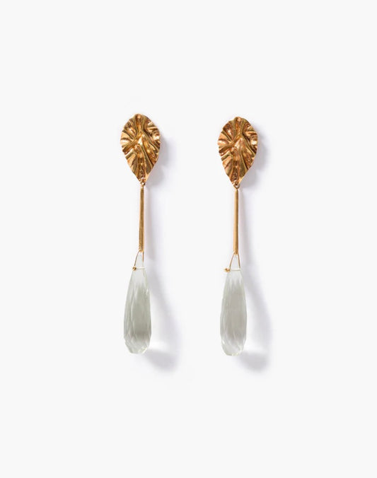 Chan Luu Fluted Drop Earrings Green Amethyst