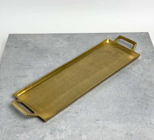 Textured Gold Aluminum Tray with Handles