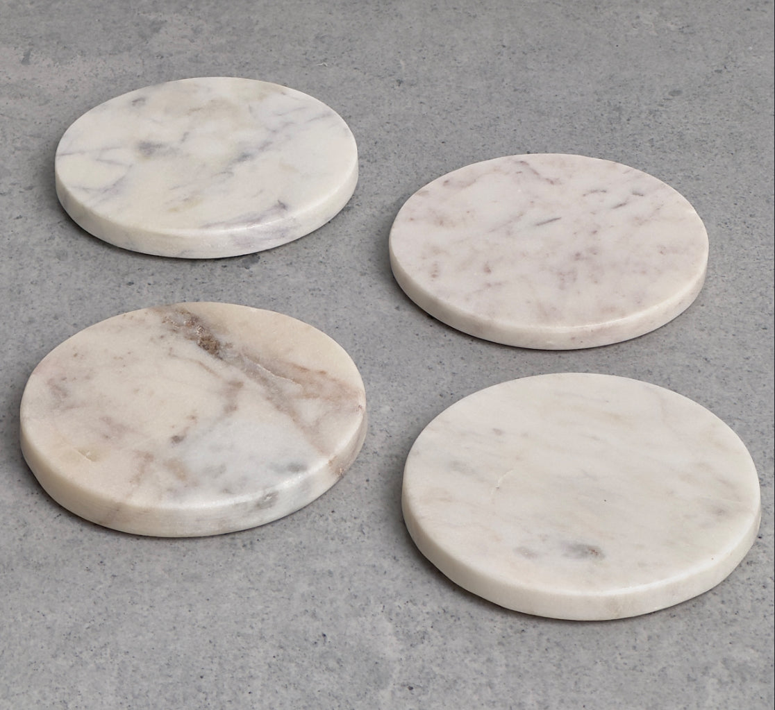 White Marble Round Coasters