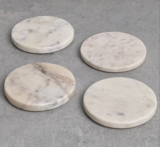 White Marble Round Coasters