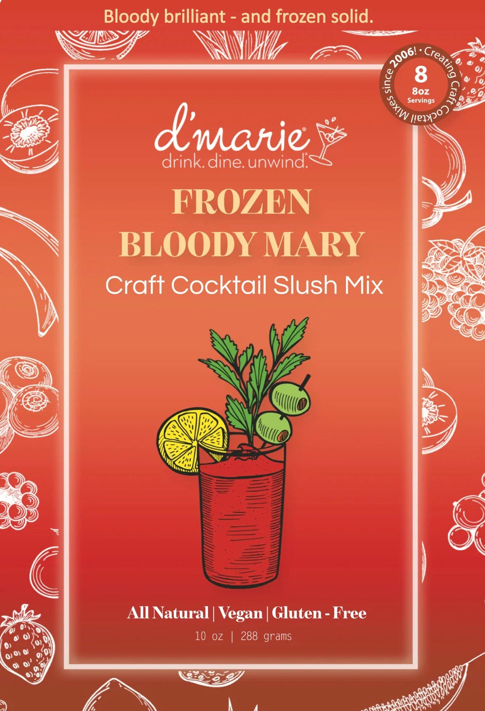 D’Marie Frozen Bloody Mary 10 oz Slush Cocktail Mix