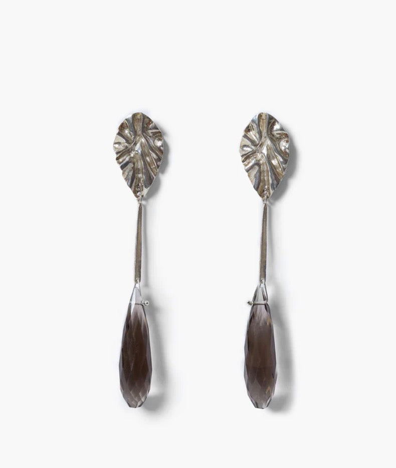 Chan Luu Fluted Drop Earrings Smoky Quartz
